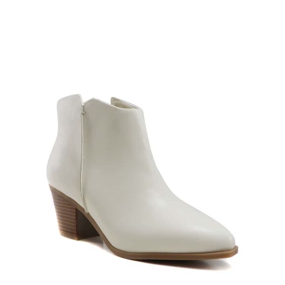 NIB Eloquii Elements Ivory Almond Toe Booties Sz 7.5 W Block Heel - Picture 1 of 16